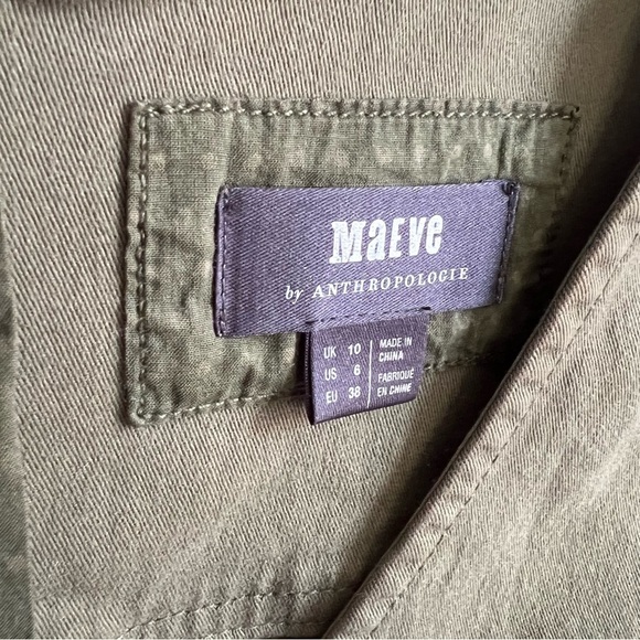 Anthropologie Maeve Oona Belted Safari Cargo Sheath Cotton Stretch Dress SZ 6 - Picture 8 of 9